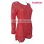 OEM Long Sleeve Short Red Lace Wedding Dress Patterns