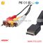 Black customized color and twisted pair type 6' Audio Video AV Cable to RCA for PlayStation PS / PS2 / PS3