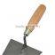Bricklaying trowel with wooden handel, carbon steel blade, eucalpytus wooden handle