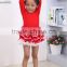 new fashion children's Christmas clothing dresses sweet baby red plain cotton frock for Christmas