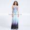Exquisite print chiffon and beaded big size women maxi dress evening dresses long best lady gown
