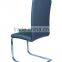 Leather Dining Chairs, Black-Bonded, Silver Metal Finish, Set of 4