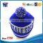 Wholesale White Stripe Knitted Hat Custom Cheap Blue Beanie with embroidery