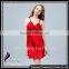 CXDDQ02 Sexy Red Skirt Women's Pure Silk V-neck Pajamas