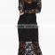 MGOO Fast Selling 2015 OEM/ODM Hollow Out Lace Dress Black Sheath Maxi Dress Long Sleeve Prom Dress D662