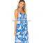 Custom print bohemian dress plus size flowing one piece maxi dress
