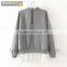 Fleece Pullover Fake Two Pieces Sweatshirt With Back Side Zipper for Women