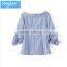 Wholesale Womens 100% Cotton Long sleeve Strip Oxford Blouse