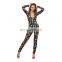 Women Skinny Ruched Playsuit Biker Wear New Arrival Christmas Print Romper Jumpsuit