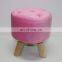 Morden 3 wooden legs  ottoman round stool wooden tabouret furry foot stool