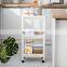 3-tier hand metal trolley storage metal kitchen bathroom rolling cart trolley wheels plastic utility cart organizer removable
