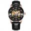 OCHSTIN 62002C leather wrist watch male skeleton luxury brand wristwatches daydate watch mechanical