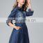 new arrival fashion factory wholesale Ladies Women Lapel long sleeve New Loose Blue Denim Dress with good quality