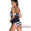 Hot Sale Wholesale Black Layered-Style Striped Swimwear Women One Piece