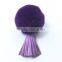 Deep Purple Rabbit Fur bag charm keychain with real leather tassel                        
                                                                                Supplier's Choice