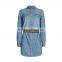 2015 Latest Fashion 100% Cotton Leisure Short Denim Maxi Dress