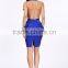 High quality blue backless bandage dress sexy bust bare bandage dress