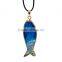 100pcs wholesale fish pendant blue red stone necklace charm novel design jewelry fitting