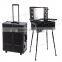 wholesale PVC trolley makeup case with stand legs and light mirror