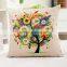 Fresh Style Life Tree Print Linen Cotton Cushion Cover Sofa Car Pillow without core