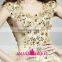 HT76 Hot Sale Sexy O Neck Cap Sleeve Gold Prom Girls Party Dress Short Front Long Back Beaded Vestidos De Festa Curto