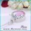 Gold Jewellery Design PINK Flower Glass Pendant Necklace for Women
