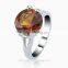 Best gift for women 925 Silver Amber Gemstone ring, Wholesale white gold plated Jewelry rings