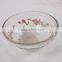 Pink Rose Decal Printing 5Pcs Glass Salad Bowl Set With Color Coded Lid
