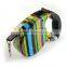 Colorful Stripes Pattern Retractable Pet Dog Leash Strap with Control Button