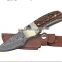 Outdoor damascus indian hunting knife with deer horn handle