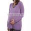Plus size muslim women clothing Polyester / linen Long Sleeve Scoop Neck Maternity Tee Maternity Sportswear
