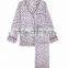 2017 MGOO Customized Pattern Printing Silk Pyjamas Long Sleeve Piping Pocket Satin Sleepwear Set For Women