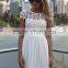 Zip Back Open Crochet Lace Chiffon Lace Turquoise Dress Convertible Chiffon Dress