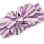 Latest fancy elastic soft stripe cotton bow tie custom children headband rabbit ears bowknot hair tie headband