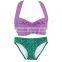 Sublimation printing mermaid pattern design swimsuit for little girls