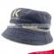 100%cotton washed fasion grey Hip hop bucket hat with plaid lining