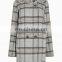 Wholesale OEM High Quality Women Winter Long Coat Grey Soft Wool Check Coat