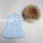 Hand made jumbo raccoon fur ball girl hats real pompom knitted hats
