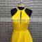 Real Sample Sleeveless Backless Sexy Long Train Yellow Evening Dresses 2017
