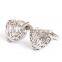 Hollow love sliver cufflinks for mens shirt