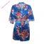 Wholesale Royal Blue Silky Floral Bath Robe For Women