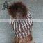 Hot Sale Winter Hat With Ball Cashmere Raccoon Fur Pompom Knit Beanie Beanies
