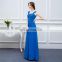 Chiffon Royal Blue Long Bridesmaid Dresses Floor Length Scoop Neck With Spaghetti Straps Brides Maid Dresses Free Shipping