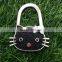 Silver Tone Lovely Cat Rhinestones Handbag Purse Folding Hanger Hook