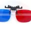 hot selling cheap clip connector red and blue acrylic lens 3D glasses
