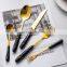 Marble Handle Portable Table Luxury Wedding Cutlery Golden Forks Spoons Stainless Steel Flatware Set
