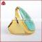 Fashion gold plated natural turquoise bezel cuff ring