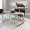 Foshan Factory Supply Natural White Marble Top Stainless Steel Dining Table