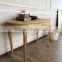 Solid oak wood antique living room entry hall console table with drawers