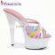 White platform fashion beautiful girls high heel sandal slipper sexy fetish shoes for summer